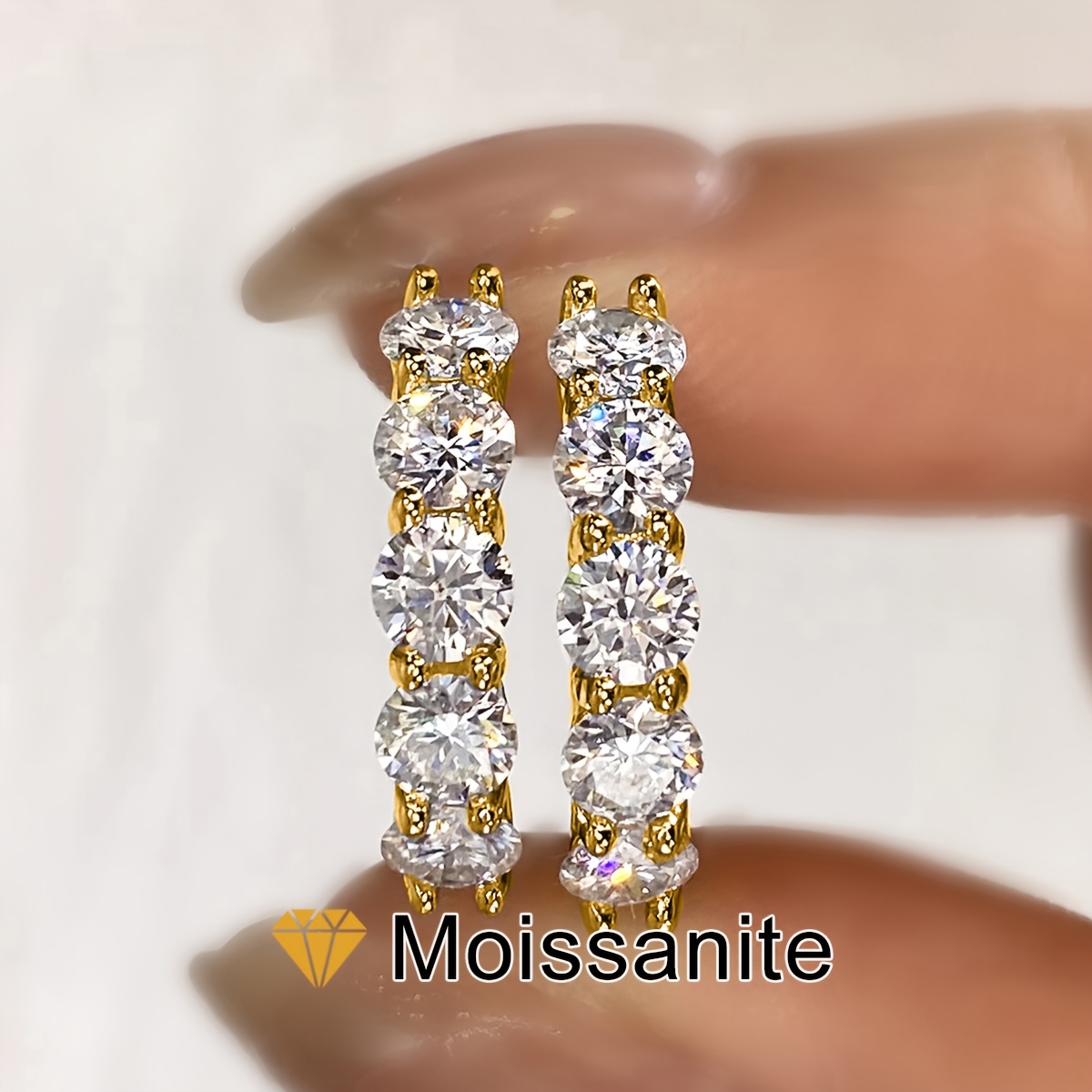 Women's Sparkling Moissanite Wedding Hoop Earrings, Luxury Gift